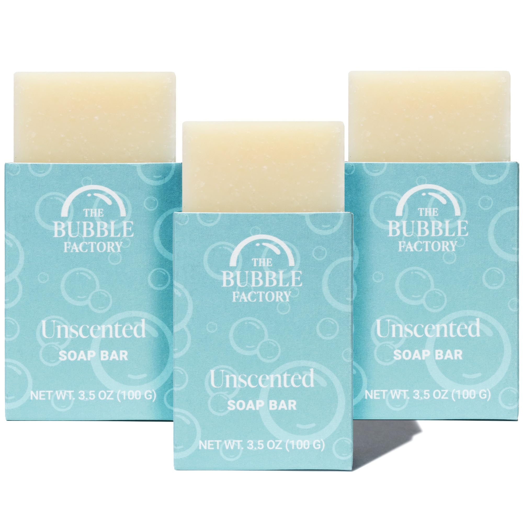 The Bubble Factory Handmade Natural Bath & Body Soap Bar, Vegan, All-Natural, Palm Oil Free, Made in USA with Shea Butter + Essential Oils, Lavender Collection, 3 Bars