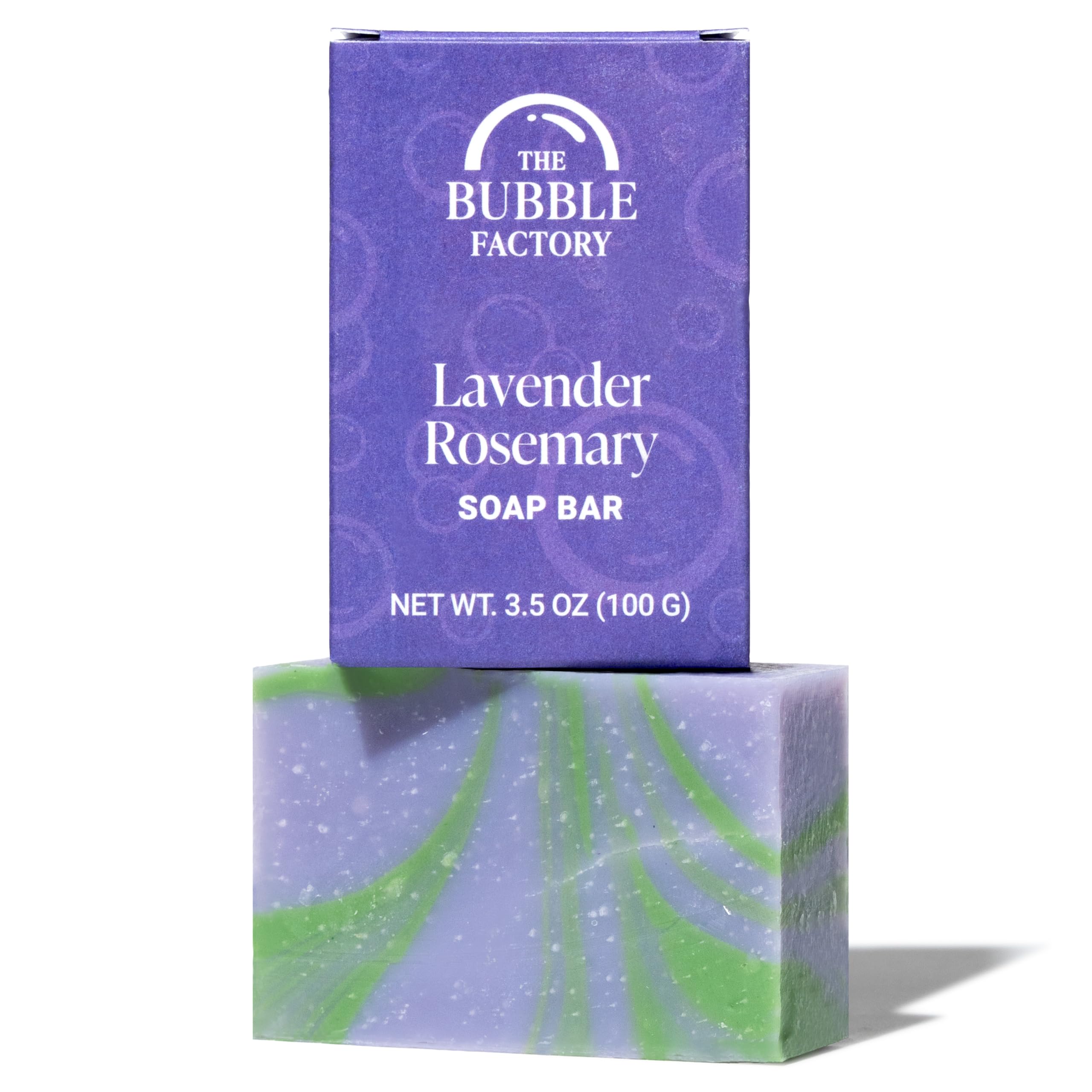 The Bubble Factory Handmade Natural Bath & Body Soap Bar, Vegan, All-Natural, Palm Oil Free, Made in USA with Shea Butter + Essential Oils, Lavender Collection, 3 Bars