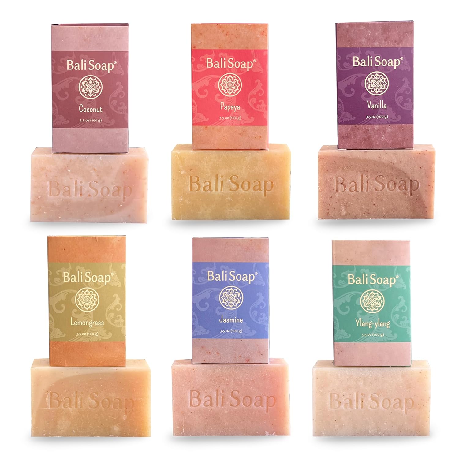 Bali Soap 6-Pack Handmade in Bali, Natural Cold Processed Bar Soap for Daily Use with Plant-Based Oils, Purifying & Refreshing, Vegan