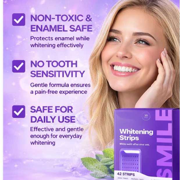 Purple Teeth Whitening Strips – Instant Whitening Power!