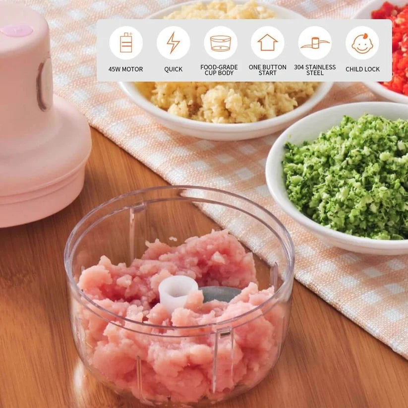 Last Day 60%OFF - 🎁 250ML Mini Electric Garlic Cutter Multifunctional Food Chopper USB Rechargeable🔥