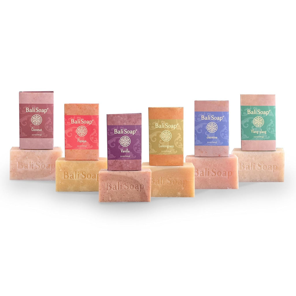 Bali Soap 6-Pack Handmade in Bali, Natural Cold Processed Bar Soap for Daily Use with Plant-Based Oils, Purifying & Refreshing, Vegan