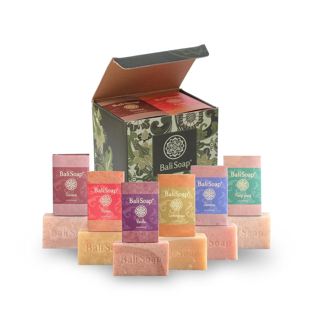 Bali Soap 6-Pack Handmade in Bali, Natural Cold Processed Bar Soap for Daily Use with Plant-Based Oils, Purifying & Refreshing, Vegan