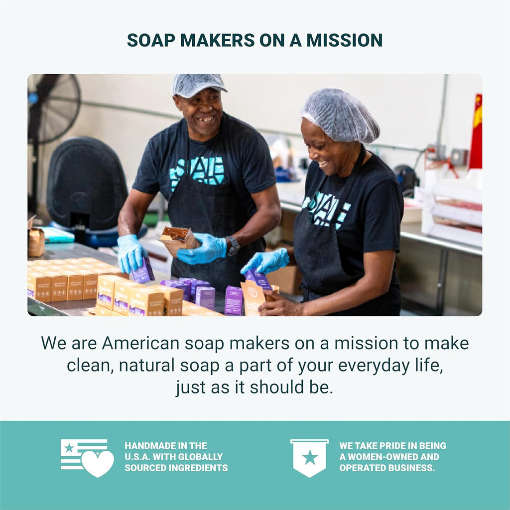 The Bubble Factory Handmade Natural Bath & Body Soap Bar, Vegan, All-Natural, Palm Oil Free, Made in USA with Shea Butter + Essential Oils, Lavender Collection, 3 Bars