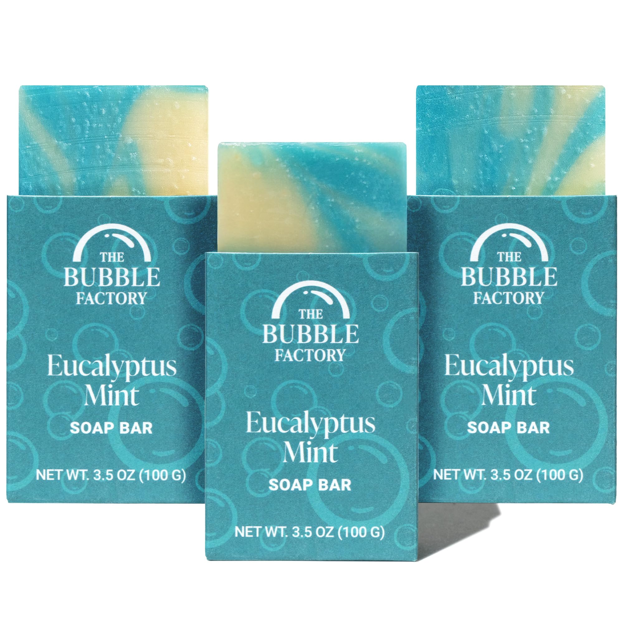 The Bubble Factory Handmade Natural Bath & Body Soap Bar, Vegan, All-Natural, Palm Oil Free, Made in USA with Shea Butter + Essential Oils, Lavender Collection, 3 Bars