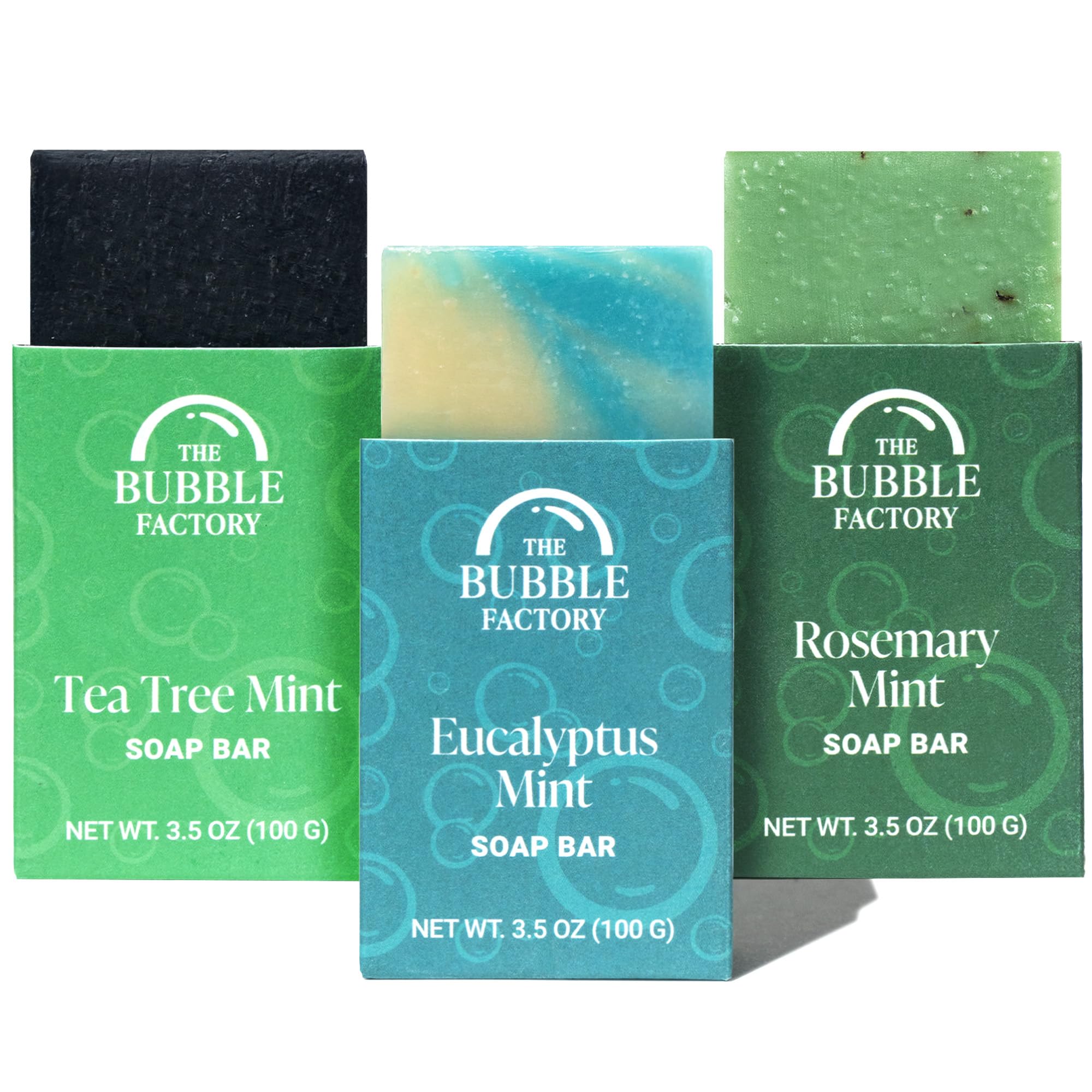 The Bubble Factory Handmade Natural Bath & Body Soap Bar, Vegan, All-Natural, Palm Oil Free, Made in USA with Shea Butter + Essential Oils, Lavender Collection, 3 Bars